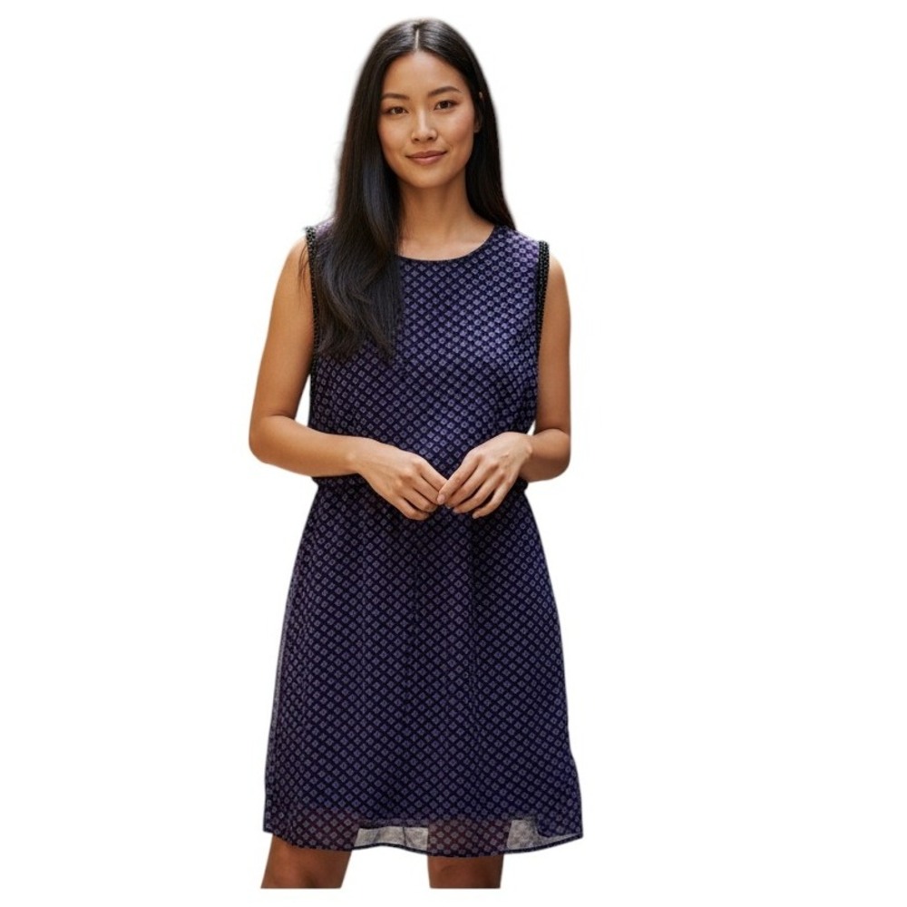 Dylan &‎ Rose Blouson Dress Purple Black Geometric Print Party Cocktail Small